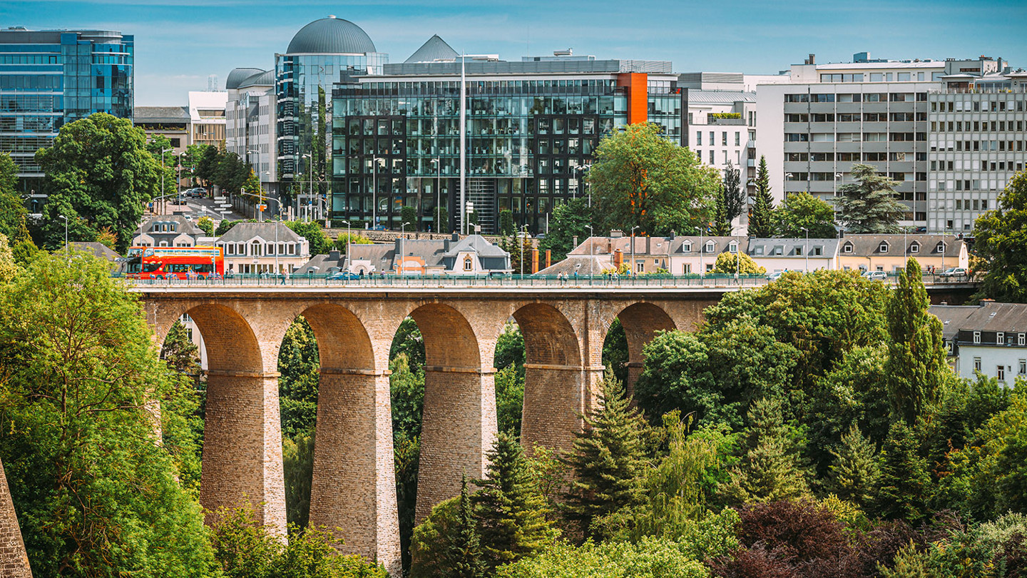 luxembourg buildingd with bridge in foreground 