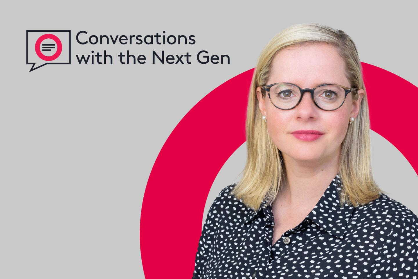 Conversations with the Next Gen featuring Catherine Moore with the Ogier logo behind