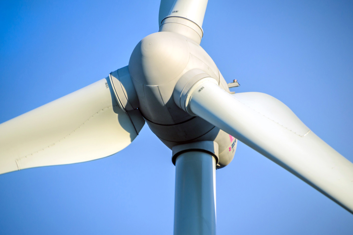 close up of wind turbine propellars