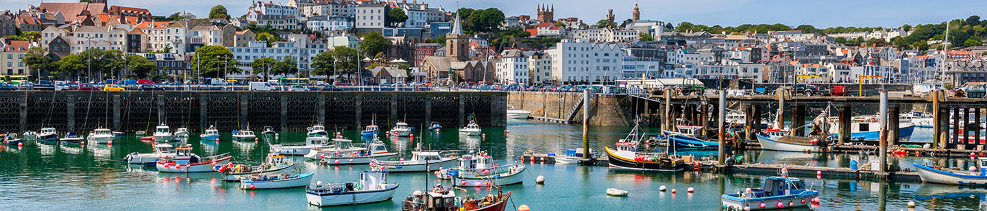St. Peter Port harbour at high tide in Guernsey
