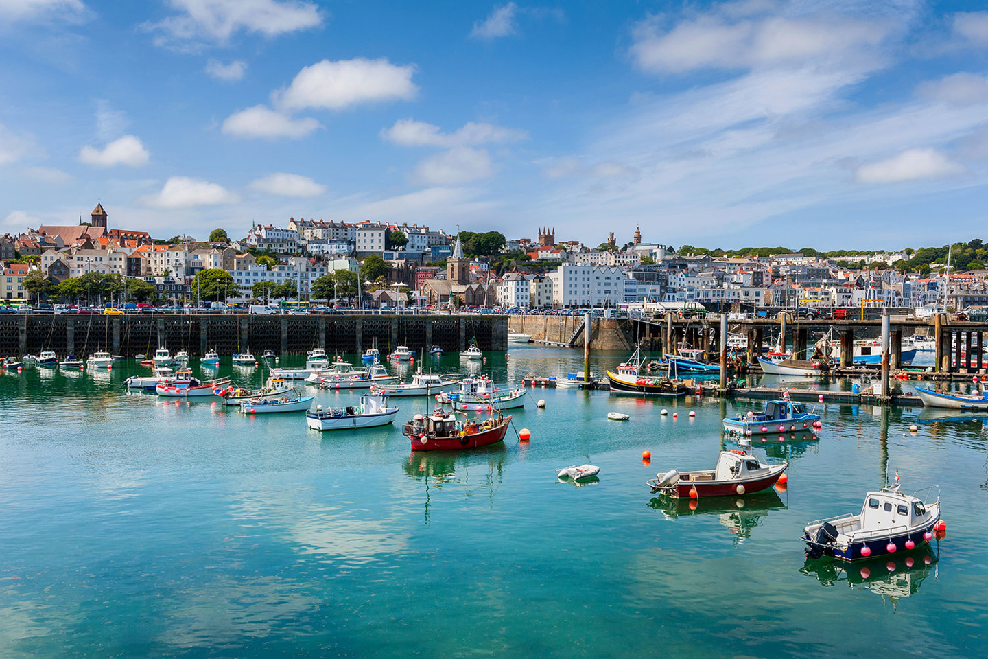 St. Peter Port harbour at high tide in Guernsey