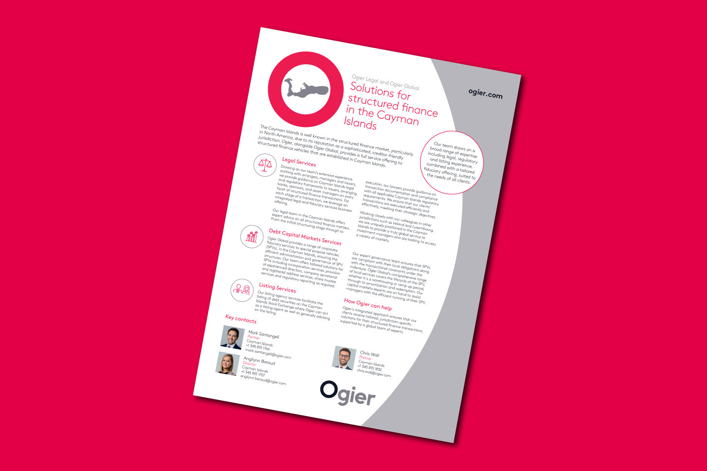 Cayman Islands structured services guide on pink background