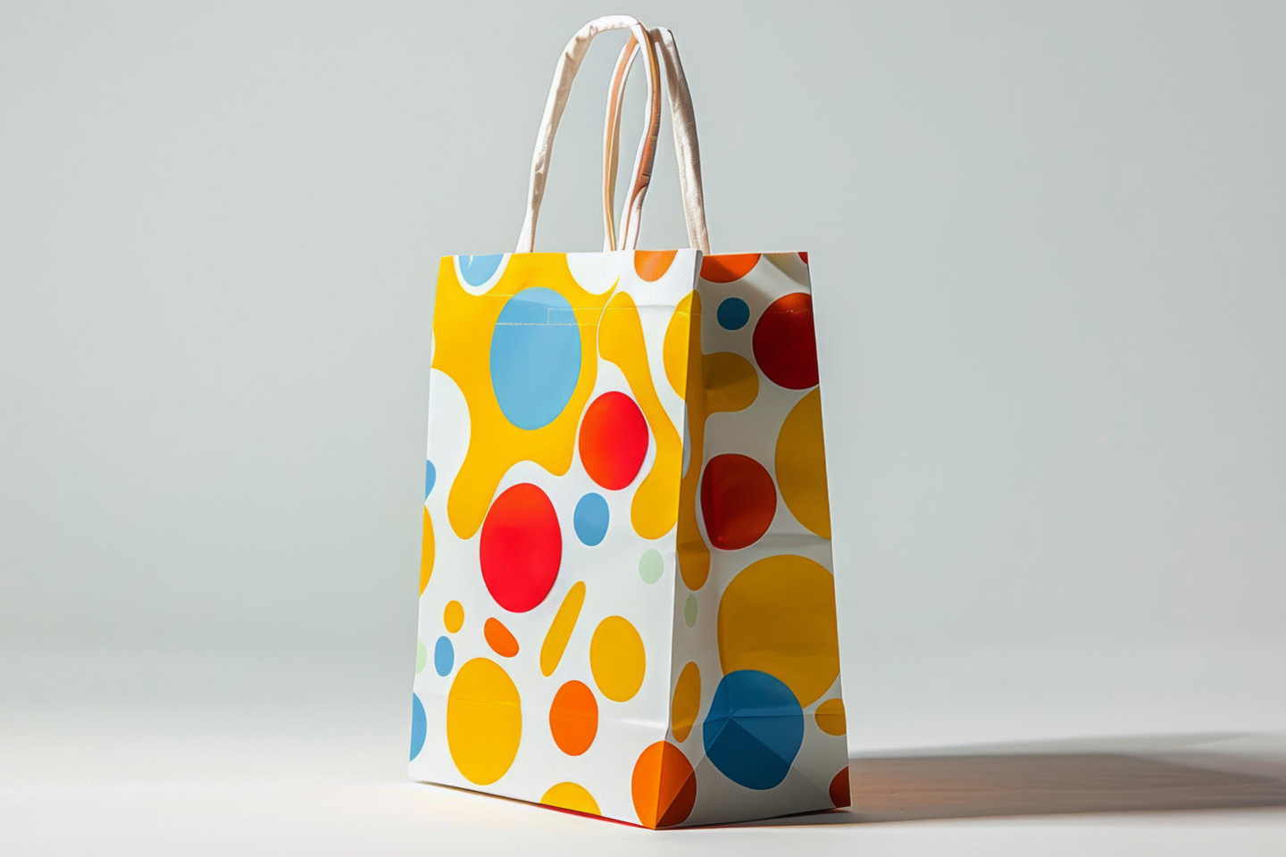colourful abstract spotty paper bag