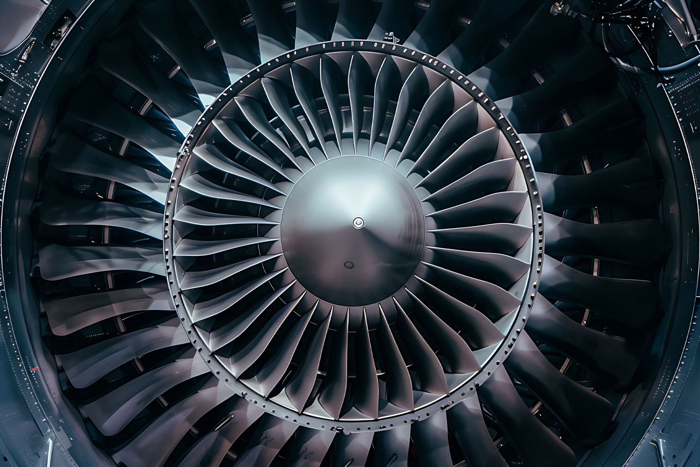 Dark Grey Airplane Turbine