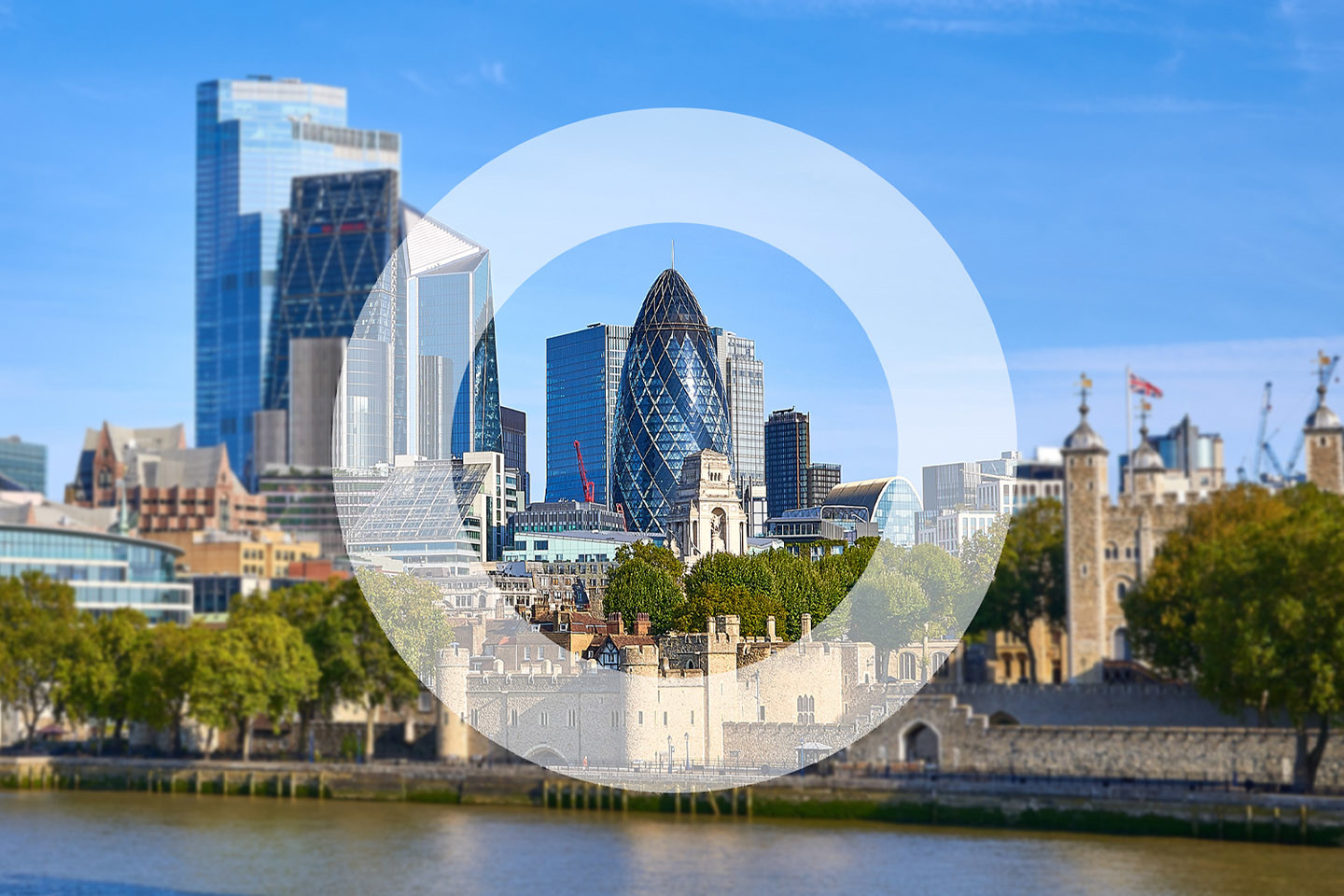 City of London in the background with the Ogier logo