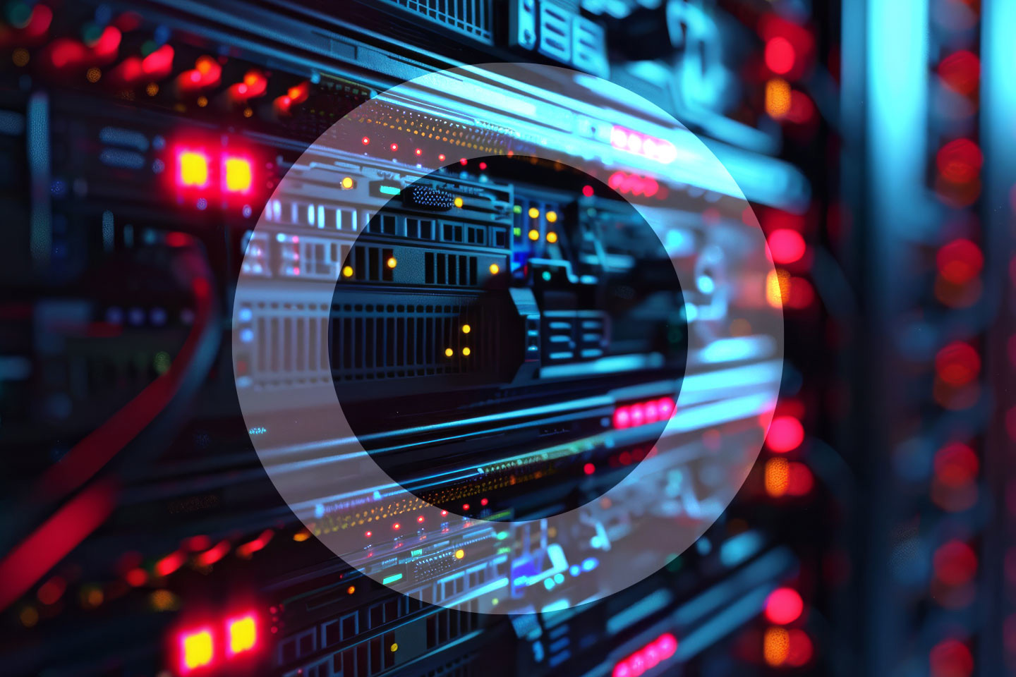 Blue Server Rack With Red Lights