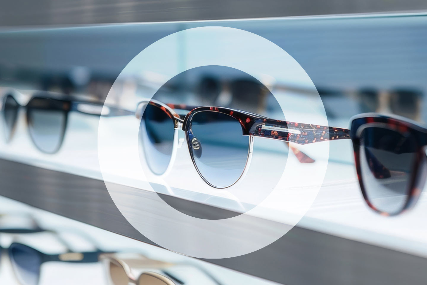 Picture of sunglasses on a shelf
