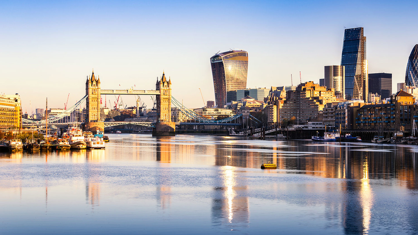 river Thames view of London skyline including London Bridge